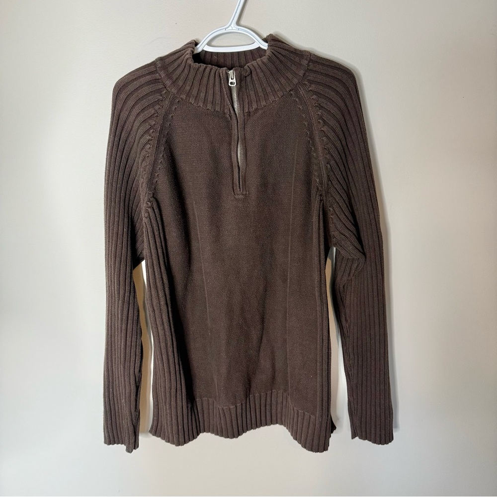LEVI’S Men’s 1/4 Zipper Pullover Knit Sweater Ribbed Brown Mock Neck Size XL - Picture 8 of 14